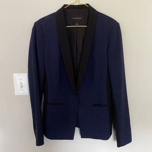 Navy and black shawl collar single button blazer
